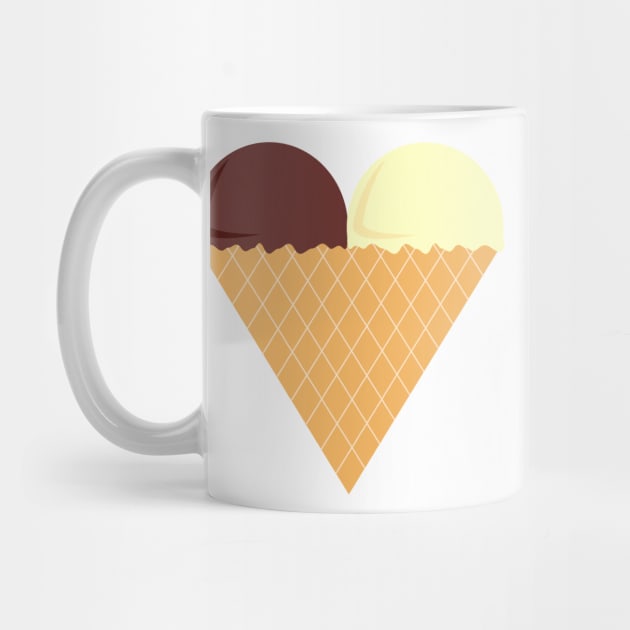 Chocolate And Banana Love Heart Ice-Cream Digital Art | Melanie Jensen Illustrations by illusima